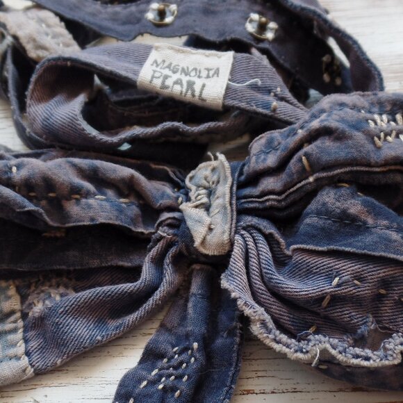 Magnolia Pearl Patchwork  Bowtie Denim Jabot OS NWT - Picture 6 of 6